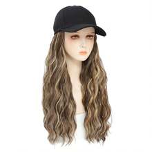 Baseball Cap Wig, Natural Wavy Hair Extensions With Hat, Heat-Resistant Synthetic Adjustable Wig, Black Cap Wig, Suitable For Women And Girls (B-M Brown Blonde) - Brown Highlight - View 3