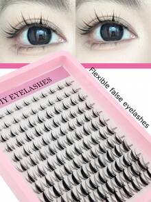 120 Clusters Little Devil Wet D Doll Big Eye Trilogy Segmented False Eyelashes, Pointed Tail Cartoon Eye, Japanese & Korean Sweet Colorful, No Makeup Removal Needed, Comfortable & Convenient Daily Eyelashes - View 3