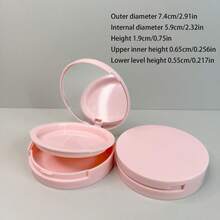 1pc 10g ABS Material Makeup Powder Case With Built-In Mirror And Sponge, Empty Cosmetic Dispenser Box For Loose Powder/Pressed Powder, Portable Makeup Container, False Eyelash Storage Box With Mirror Double Layer Powder Box DIY Pressed Powder Blush Box, Cosmetic Dispenser, Rose Gold And Pink Optional, Holiday Gift Choice, Halloween, Christmas, Holidays, Father's Day - Multicolor - View 8