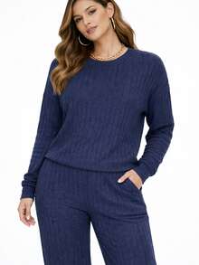Women Two-Piece Outfits - Navy Blue - View 4