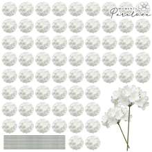 120/300 Bulk Silk Hydrangea Flower Heads With Detachable Stems, Realistic Fake Blooms For DIY Bridal Bouquets, Wedding Centerpieces, Flower Wall Arrangement, Home Garden & Holiday Party Decor - 白色 - 查看 1