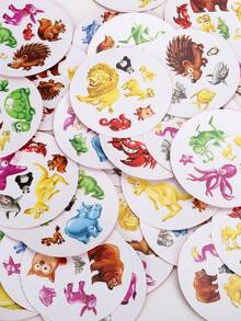 30 Tarjetas por Caja - Juego de Emparejamiento de Patrones de Animales Cocodrilo, Tarjetas de Juego de Percepción Visual de Símbolos de Animales, Juego de Cartas de Ritmo Rápido para Familia y Amigos - Verde - Ver 6