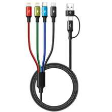 MINLU 6in1 充電ケーブル 充電コード タイプc 3M 4台同時充電 usb a c 変換 充電器 type c/Lightning 2つ /micro usb ケーブル あいふおん充電コード  17/16/15/14 Pro Max/iPods Air/iPad Pro/-ブラック充電ケーブル   充電器　 - 3M - チェックする 1