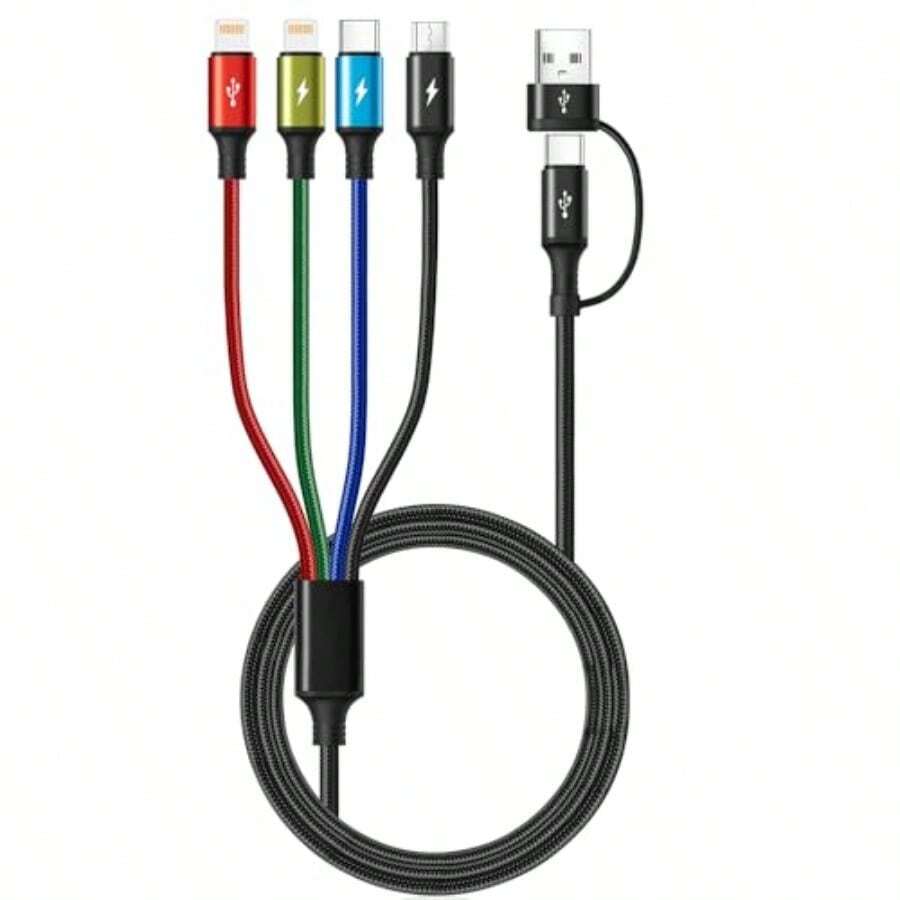 MINLU 6in1 充電ケーブル 充電コード タイプc 3M 4台同時充電 usb a c 変換 充電器 type c/Lightning 2つ /micro usb ケーブル あいふおん充電コード  17/16/15/14 Pro Max/iPods Air/iPad Pro/-ブラック充電ケーブル   充電器　 - 3M - チェックする 1