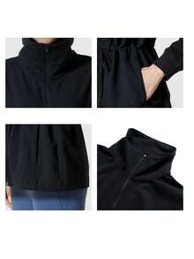 Under Armour APAC W Meridian SC Parka-BLK 2026 Summer New Women's Stand Collar Waist-Cinching Sports Casual Jacket 6010112-001 - Black - View 7