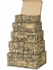 & Lane - Cajas decorativas para libros con mapas de la ciudad, juego de 3: Nueva York, Tokio, Londres, cajas de libros de imitación para almacenamiento y decoración, viajes y aventura decoración - Patrimonio Azul - Ver 9