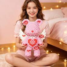 1680pcs Mini Building Blocks Angel Bear DIY Bricks Model, Mosaic Micro Particle Assembly Toy, Creative Desktop Ornament, Collectible Decor, Perfect Gift For Birthday, Valentine's Day, Back To School & Holiday For Teens And Adults - Multicolor - View 1