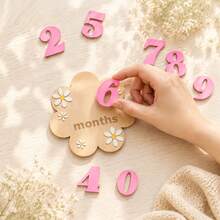 1-12 Months Wooden Flower Monthly Milestone Cards Baby Growth Record Photo Atmosphere Props ,Newborn Memorial Photo Prop, Double-Sided Mileage - Calendar Poster - View 4