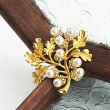 Vintage Openwork Pearl Irregular And Versatile Foliage Corsage - A1 - View 2