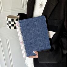 1件牛仔風蕾絲粉色蝴蝶結平板保護殼，相容 iPad 10代 10.9 吋 2022 智慧保護殼/Air 13(M3 2025)/Air 11/11(A16 2025)/Galaxy Tab S10+/S9/A9，相容 Oppo Pad、Matepad、Pad、Honor Pad、Xiaoxin Pad - 彩色 - 查看 2