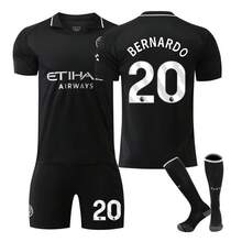 2526 Camisa preta do Manchester City, uniforme de visitante, número 20 + meias