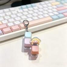 1pc Cute Keyboard Keycap Keychain Stress Relief Fidget Toy, Mechanical Keyboard Switch Tester, Key Ring, Desktop Decoration, Phone Charm, Creative Novelty Anti-Anxiety Bouncy Fidget Toy, Girls Toy, Suitable For Father's Day Gift, Graduation Season Gift, Back To School Small Gift - Multicolor - View 8