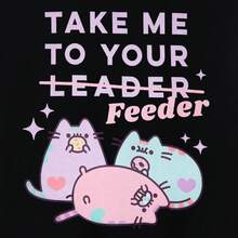 Pusheen Womens/Ladies Take Me To Your Feeder T-Shirt - Black - View 3