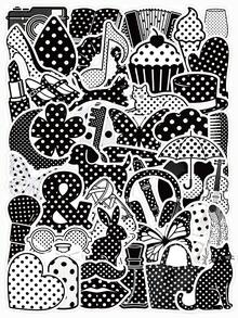 55pcs Black & White Polka Dot Stickers, Minimalist Aesthetic Vinyl Decals, Waterproof Stickers For Laptop, Water Bottle,Phone Case, Journal, Scrapbooking, Retro & Monochrome Lovers School Supplies - Black and White - View 1
