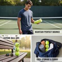 Padel 與網球壓力保存筒,氣密壓力保存儲存管,附 8-14PSI 刻度,可容納 3 顆球,防滑螺紋透明 PC 保壓容器 - 彩色 - 查看 6