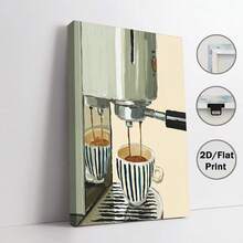 2D平面 2D平面 2D/平面 1件咖啡機牆面藝術印刷品，極簡主義濃縮咖啡機繪畫配條紋馬克杯海報，現代廚房咖啡師裝飾藝術品，居家裝飾客廳，牆面裝飾，無框 - G - 查看 15