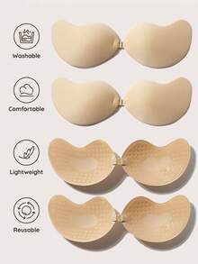 SHAPORA 2 Pcs Strapless, Backless, Mango Sticky Bra, Push Up Bra ,Strapless Cleavage Self-Adhesive Invisible Style, Suitable For Wedding Dresses/Formal Gowns - color - View 2