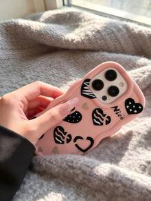 1pc Y2K Hollow Heart Pattern Macaron Dopamine Color Soft TPU Wavy Edge Phone Case Compatible With Galaxy A03 A04 A05 A06 A11 A12 A13 A14 A15 A16 A20S A21S A22 A23 A24 A25 A26 A31 A32 A33 A34 A35 A36 A50 A51 A52 A53A54 A55 A56 A73 S20FE S21FE S22 S22U S23 S23+ S23U S233FE S24 S24+ S24U S25 S25+ S25U/ Note 11 Note 12 Note 13 Note 14 /Samrt/Honor/Y7 Y9/Ealme C53 C55 - Pink - View 3