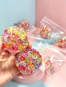 1pc Random Style Colorful Crystal Bead Squishy Fingertip Toy, Transparent Soft Stress Relief Ball, Soft Stretchable Anxiety Relief Sensory Toy, Desk Ornament, Back To School And Holiday Gift For Adults And Teens - Multicolor - View 2