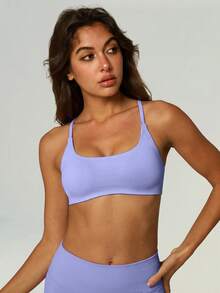 UONNOU 1pc Women's Sports Shaping Bra, Purple Sexy Camisole Tank Top, Sexy Off-Shoulder Backless Shaping, Yoga Fitness Casual Sports Fashion Outfit, Summer Autumn - Lilac Purple - View 7
