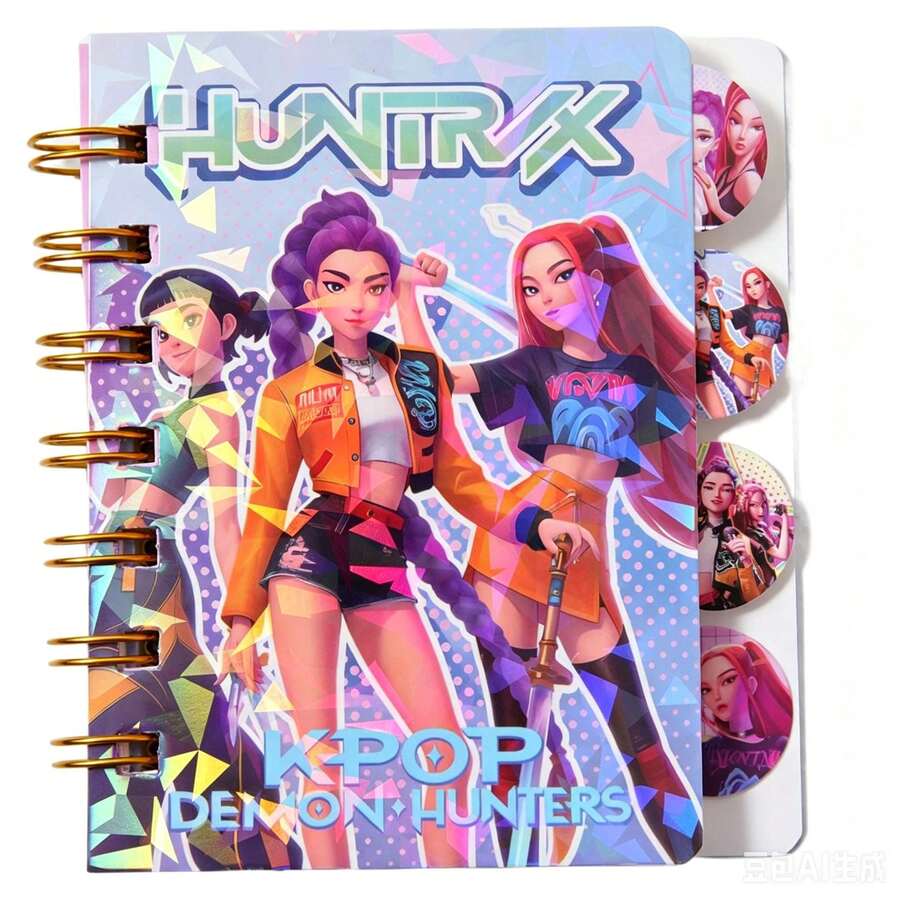 Hasbro 1本女團雷射圓形筆記本 A7/100K 便攜口袋筆記本,附分隔頁學生筆記本,K-POP主題日記本文具,粉絲禮物雷射筆記本校園用品 - 多色款式隨機 - 查看 1