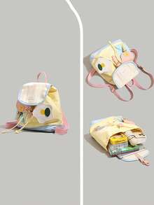 Contrast Color Backpack For Women, Lightweight Travel Bag, Japanese Casual Style, Cute Versatile Student School Bag. Comfortable To Carry Without Shoulder Pressure, Perfect For Daily Commute, Weekend Outings, Or Campus Walks, Adding A Touch Of Brightness And Good Mood To Your Every Trip. - Multicolor - View 5