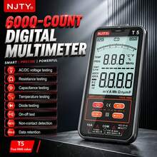 6000-Count True Digital Multimeter With Backlit LCD, NCV Non-Contact Voltage Tester, Flashlight And Data Hold Function, Measures Voltage, Current, Resistance, Temperature, Frequency, Capacitance, Diode And Continuity For Circuit Testing - Black - View 2