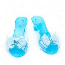1 par de zapatos de cristal de princesa - Zapatos de cristal para niña de fiesta - Accesorios de fiesta - Accesorios de decoración para fiesta de vacaciones - Juguete de zapatos de cristal para niñas - Accesorios para fiesta de Halloween.Accesorios para fiesta de Navidad - Zapatos de cristal con lazo de princesa - Accesorios de disfraz de vacaciones, Accesorios de Halloween - Zapatos de cristal de princesa - Ver 4