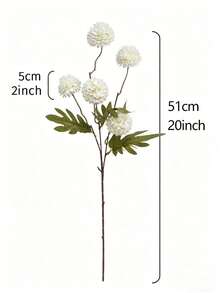 3件組 20英吋秋季蒲公英仿真花，人造球形菊花，柔軟人造雛菊，絲絨球形長莖仿真花，客廳家居裝飾，人造高植栽，廚房、聖誕、秋季、萬聖節家居裝飾 - 彩色 - 查看 12