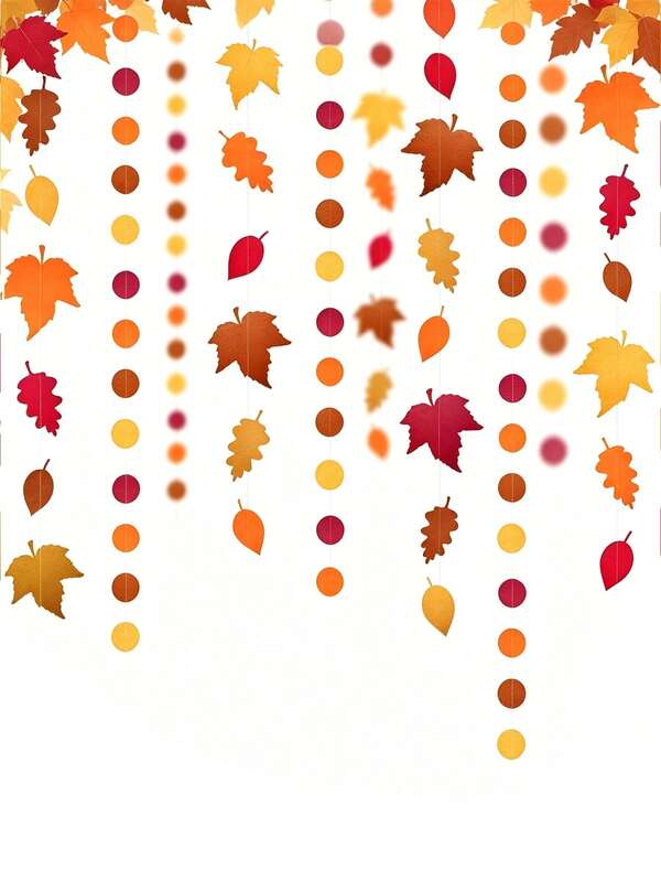 64pcs/2sets Fall Leaf Garlands Thanksgiving Party Decorations Maple Banner Backdrop Hanging Decor Streamer For Birthday Party,Classrooms,Picnics,Weddings,Autumn Harvest Forest-Themed Parties,Thanksgiving Parties, And Autumn-Themed Weddings.