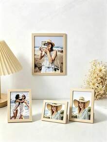 1pc Natural Wood Color Wooden Photo Frame, Size Options 6"/8"/10"/A4, Suitable For Photo Wall, Can Be Placed On Desk Or Hung On Wall, Ideal For Photo Decoration, Commemorative Gift, Birthday Gift, Graduation Gift, Etc. - log color - View 2