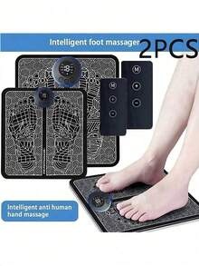 Electric EMS Remote Control Foot Massage Mat, Electric Muscle Stimulation Foot Massager, USB Rechargeable Portable - Black - View 7