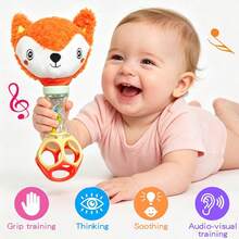 Cute Handheld Rattle (Fox & Koala) Baby Grade Vibration Bell Toy, Grip & Sensory Training, Visual & Auditory Development, Thanksgiving Birthday & All Holiday Gift - 彩色 - 查看 6