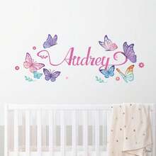 Custom Butterfly Name Wall Decal, Personalized Bedroom Wall Sticker, Elegant Butterfly Room Decor, Removable Vinyl Name Decoration (Sticker Only), Nursery - Multicolor - View 4