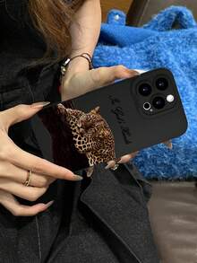 Funda de teléfono de lujo con diseño de estampado de leopardo, estética linda y a prueba de golpes, protección de la protuberancia de la lente, compatible con iPhone 17/17Pro/17Pro Max/16/15/14/13/12/11/7/8/XR/XS/Plus/Pro/Pro Max y series, y compatible con Galaxy S/A Series - - Negro - Ver 4