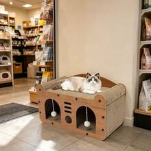YUNRUX 2-In-1 Cat House With Cat Bed, Scratching Board And Play Balls (2 Plush Balls) - 1PC - 查看 8
