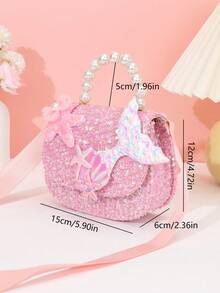 Pearl Handle Mermaid Sequin Crossbody Bag, Starfish & Shell Decor Mini Shoulder Purse - Mermaid Sequined Version - View 8