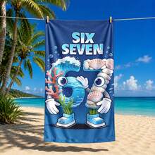 1 pieza Toalla de playa con estampado de número de dibujos animados 67 estilo helado, de secado rápido y absorbente, adecuada para baño, playa, piscina, gimnasio, uso multiusos - Multicolor - Ver 14