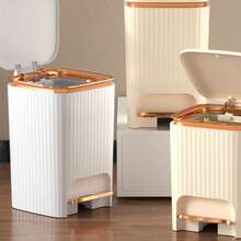 Luxury Quiet Dual-Lid Step Trash Can, Sealed Odor-Proof Lidded Garbage Bin, Stylish Upright Waste Basket, Suitable For Bathroom, Kitchen, Bedroom Indoor Home Waste Storage And Organization - Multicolor - View 9