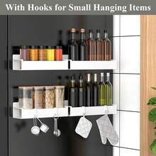 HuggieGems - Paquete de 4 estantes magnéticos para almacenamiento de especias para refrigerador y horno, organizadores de nevera ABS blanco y almacenamiento - 1 - Ver 2