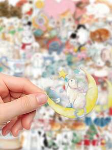 50 Stück süße Aquarell-Katzen-Aufkleber, PET-Material, geeignet für Scrapbooks, Laptops, Koffer, Gitarren, Wasserflaschen, Handyhüllen, DIY-Aufkleber, auch für Schulbedarf und die Schulanfang-Saison - 50 Stück - Übersicht 4