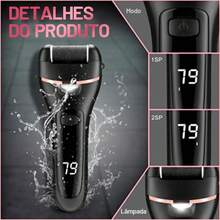 Lixa Elétrica para Pés com Tela Digital para Remoção de Calos - Preto - Visão 7