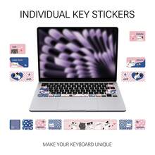 1pc Cute Cat Pattern Sticker Compatible With Apple Air Keyboard Function Keys, Cartoon Design Partial Skin Decal, Self-Adhesive Decorative Removable No-Residue Personalized Sticker - View 2