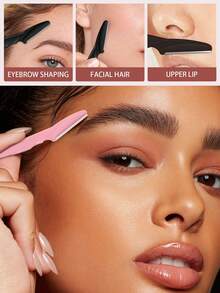 30/24/12/6/3/1pc. Eyebrow Trimmer And Razor, Exfoliating Hair Removal Tool, Body Hair Removal Trimmer And Facial & With Long Handle Safety Blade, Stainless Steel Eyebrow Trimming Tool With Precision Protective Cover, Suitable For Travel Use Razor, Can Be Used For Eyebrow Trimming And Shaving - Multicolor - View 2