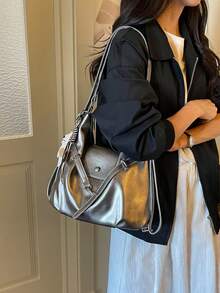 Multifunctional Tote Bag For Women, New Style With Pony Charm, Fashionable Versatile Premium Feel, Large Capacity Commuter Backpack, Shoulder Bag, Handbag 3-In-1 - Champagne - View 4