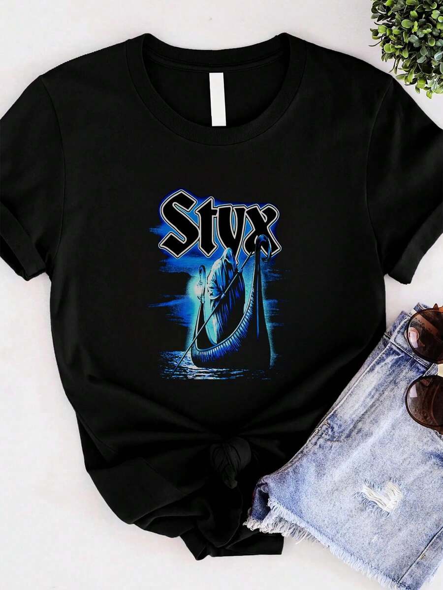 Maglietta da donna con stampa Styx. Maglietta, camicia in cotone, tutte le taglie, camicia in cotone unisex. - nero - Visualizzare 1