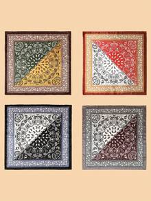 1pc Polyester Paisley Print Patchwork Silk-Like 60cm Square Scarf, Versatile Men's Bandana Neckerchief - Multicolor - View 13