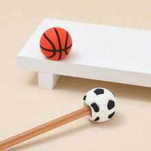 Cute Sports Ball Pencil Sharpener 2pcs Basketball & Football Pattern Manual Pencil Sharpener Creative School Gift For Boys & Girls - Multicolor - View 2