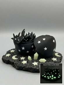 3D打印星空龙及龙蛋 - 可爱收藏雕塑，发光星光龙身，塑料桌面摆件，成人及青少年龙爱好者节日礼物 - 彩色 - 查看 3