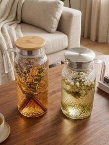 Pitcher Large Capacity Fruit Infused Water Carafe For Iced Tea Lemonade Juice Leak-Proof Spout,Fridge Beverage Carafe For Fruit Water,Herbal Tea,Cold Brew,Lemonade,Ideal For Home Kitchen,Picnic And Outdoor Party - Multicolor - View 5